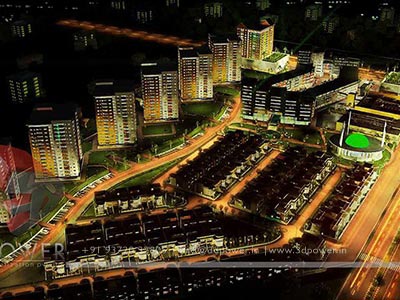 night aerial view township design
